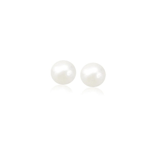 14k Yellow Gold Freshwater Cultured White Pearl Stud Earrings (4mm)