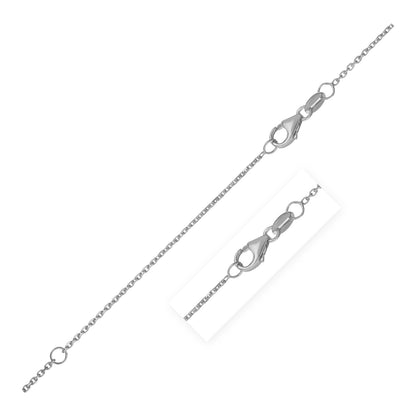 Double Extendable Diamond Cut Cable Chain in White Gold (0.87 mm)