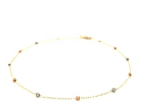 14k Tri Color Gold Anklet with Cross