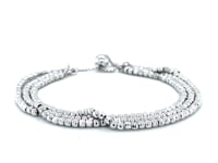 Adjustable Three-Strand Bead Bracelet in Sterling Silver (1.00 mm)