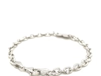 Sterling Silver Rhodium Plated Chain Bracelet with a Flat Heart Station