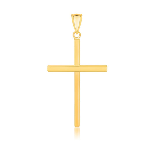 14k Yellow Gold Polished Flat Cross Pendant