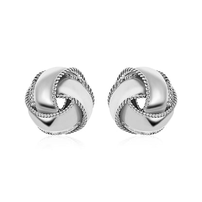 Textured and Polished Love Knot Earrings in Sterling Silver