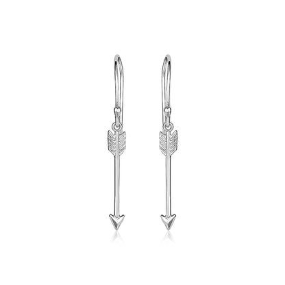 Sterling Silver Polished and Textured Arrow Earrings