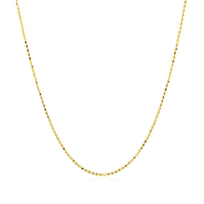 14k Yellow Gold Diamond Cut Bead Chain 1.0mm