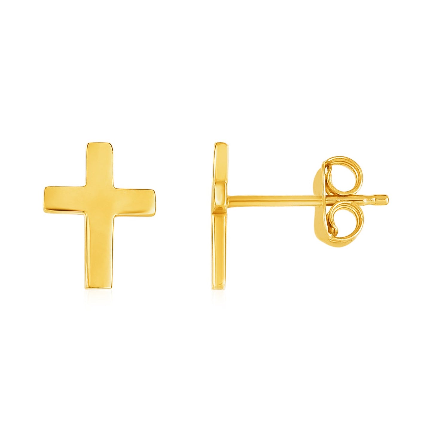 14k Yellow Gold Post Earrings with Crosses